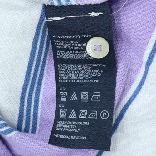 Tommy Hilfiger Men's Purple Striped Cotton Polo Shirt XL