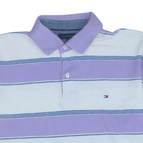 Tommy Hilfiger Men's Purple Striped Cotton Polo Shirt XL