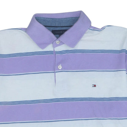 Tommy Hilfiger Men's Purple Striped Cotton Polo Shirt XL