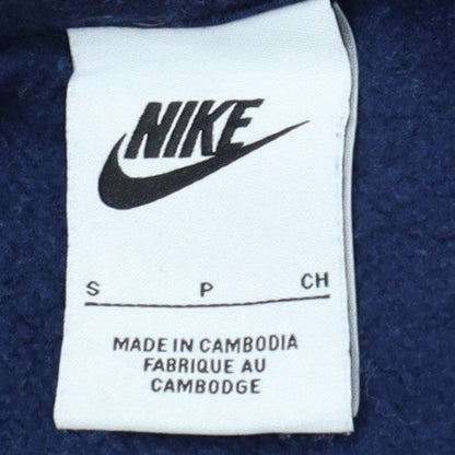 Nike Men's Blue Pullover Hoodie Small Logo Fleece Sweatshirt