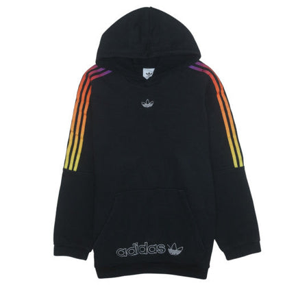 Adidas Mens Black XL Pullover Hoodie with Rainbow Stripes