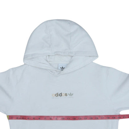 Adidas Womens White XS Pullover Hoodie with Logo Print