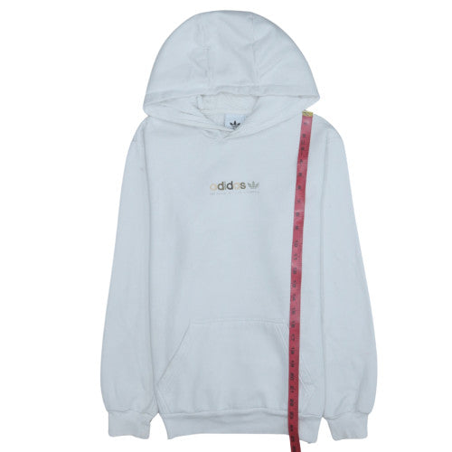 Adidas Womens White XS Pullover Hoodie with Logo Print