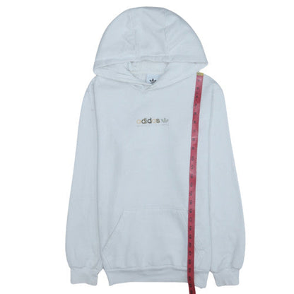 Adidas Womens White XS Pullover Hoodie with Logo Print
