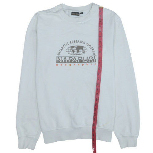Napapijri Men's White Crew Neck Sweatshirt Size M Regular Fit