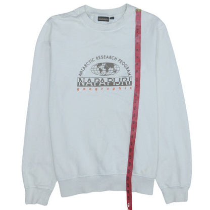 Napapijri Men's White Crew Neck Sweatshirt Size M Regular Fit