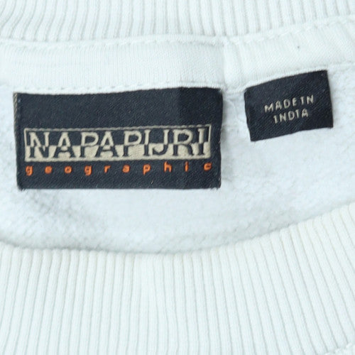 Napapijri Men's White Crew Neck Sweatshirt Size M Regular Fit