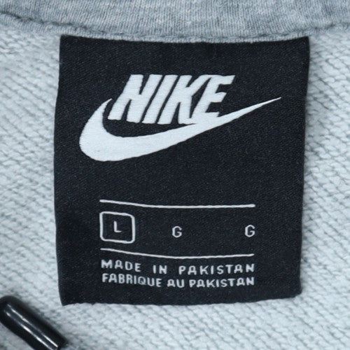 Nike Women’s Grey Pullover Hoodie Large Cotton Logo Casual Sweatshirt
