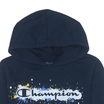 Champion Boys Blue Pullover Hoodie XL Fleece Graphic Logo Sweatshirt