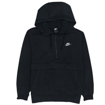 Nike Womens Black 1/2 Zip Hoodie Size L Cotton Blend Pullover