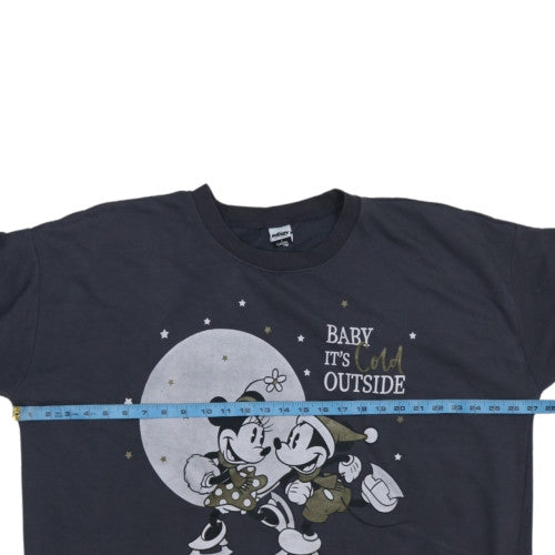 George Disney Womens Charcoal 2XL Pullover Sweatshirt Mickey & Minnie Graphic