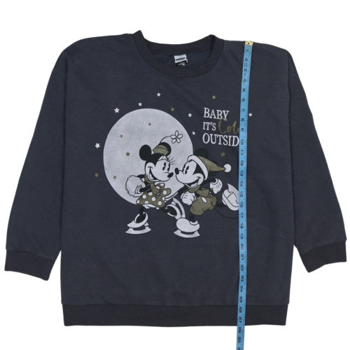 George Disney Womens Charcoal 2XL Pullover Sweatshirt Mickey & Minnie Graphic