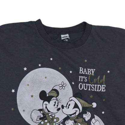 George Disney Womens Charcoal 2XL Pullover Sweatshirt Mickey & Minnie Graphic
