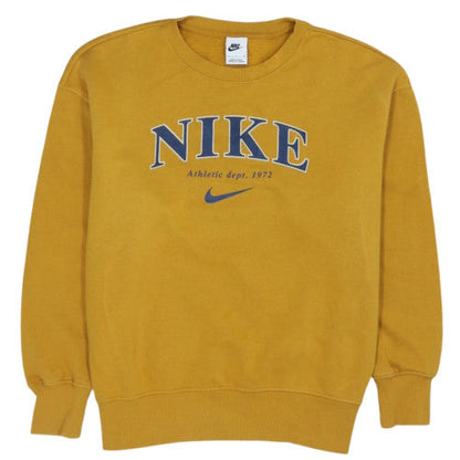 Nike Womens Yellow Crew Neck Pullover Sweatshirt Size M