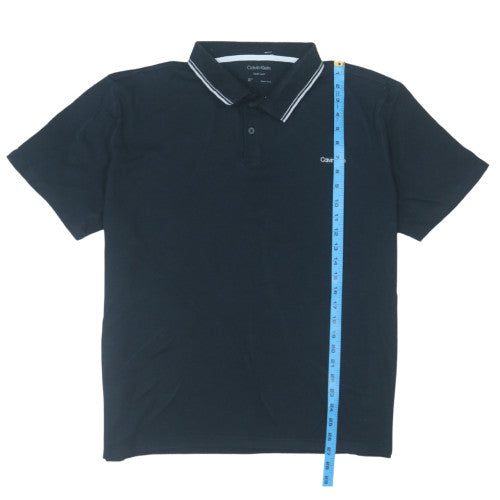 Calvin Klein Men's Black Liquid Touch Polo Shirt XL Cotton