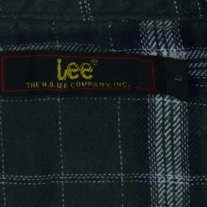 Lee Men's Green Check Flannel Button-Up Shirt Size L Long Sleeve