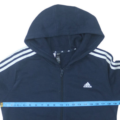 Adidas Boys Navy Blue Full Zip Hoodie Size 11-12 Years Classic 3-Stripes