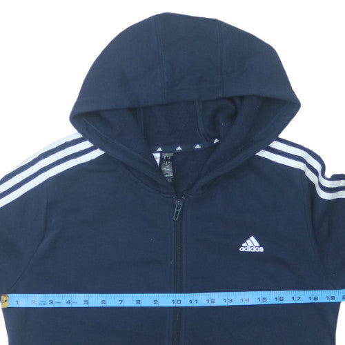 Adidas Boys Navy Blue Full Zip Hoodie Size 11-12 Years Classic 3-Stripes