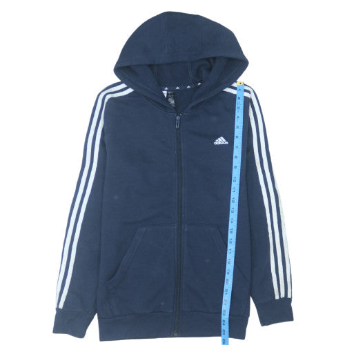 Adidas Boys Navy Blue Full Zip Hoodie Size 11-12 Years Classic 3-Stripes