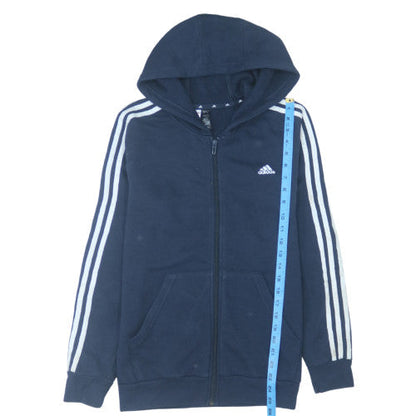 Adidas Boys Navy Blue Full Zip Hoodie Size 11-12 Years Classic 3-Stripes