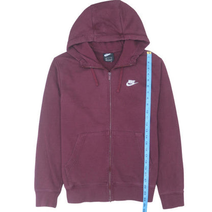 Nike Women's Burgundy Full Zip Hoodie Small Cotton Blend