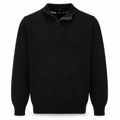 BOSS Men's Black Wool 1/2 Zip High Neck Jumper XL