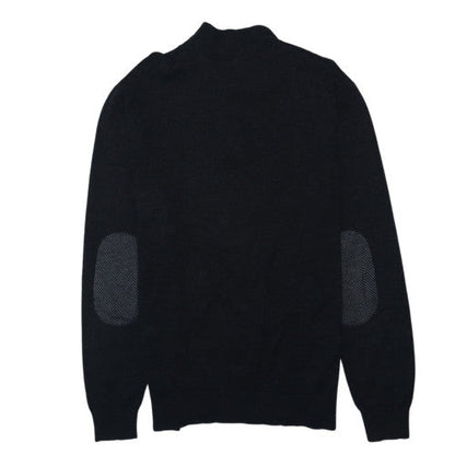 BOSS Men's Black Wool 1/2 Zip High Neck Jumper XL