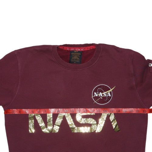 Alpha Industries Women’s Burgundy NASA Sweatshirt Medium Gold Logo