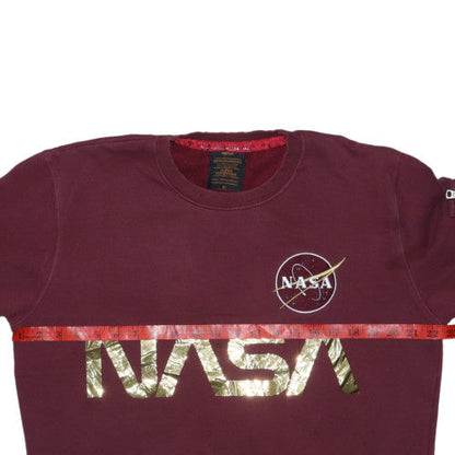Alpha Industries Women’s Burgundy NASA Sweatshirt Medium Gold Logo