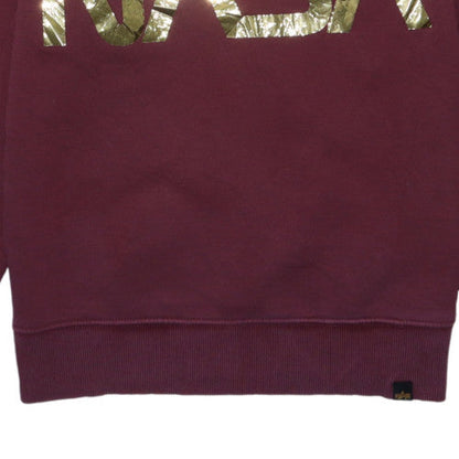 Alpha Industries Women’s Burgundy NASA Sweatshirt Medium Gold Logo