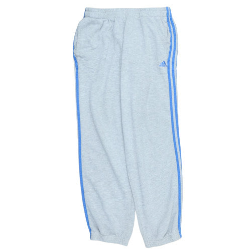 Adidas Men's Grey Regular Fit Sweatpants with Blue Stripes Size L