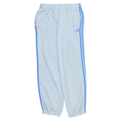Adidas Men's Grey Regular Fit Sweatpants with Blue Stripes Size L