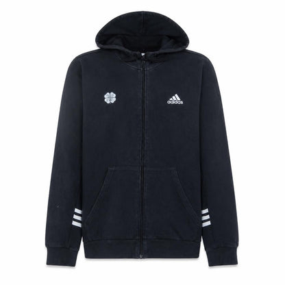 Front view of adidas Men's Black Full Zip Hoodie L Fleece Sportswear