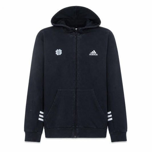Front view of adidas Men's Black Full Zip Hoodie L Fleece Sportswear