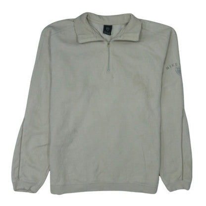 Nike Men Beige 1/4 Zip Pullover Sweatshirt M Fleece Casual
