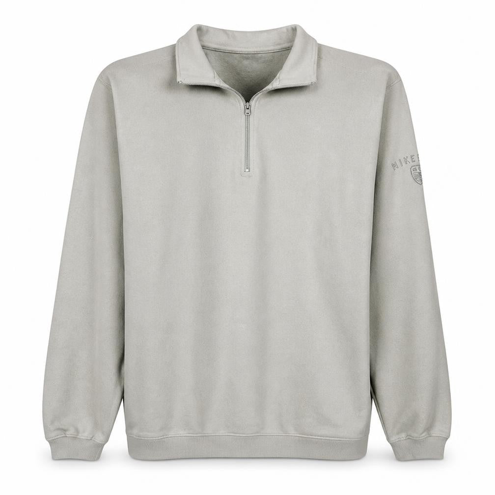Nike Men Beige 1/4 Zip Pullover Sweatshirt M Fleece Casual