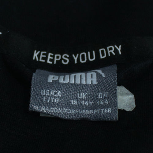 Puma Boys Black Full Zip Hoodie 13-14 Years Fleece Athletic Sweatshirt