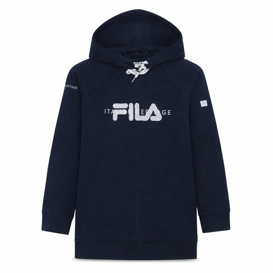 Front view of Fila Women’s Navy Blue Pullover Hoodie L Cotton Blend Logo