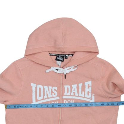 Lonsdale Women Pink Full Zip Hoodie Size 16 Cotton Blend Casual