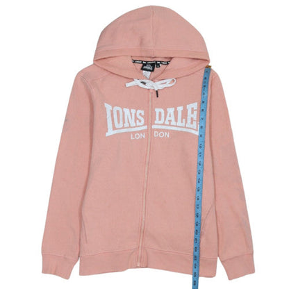 Lonsdale Women Pink Full Zip Hoodie Size 16 Cotton Blend Casual