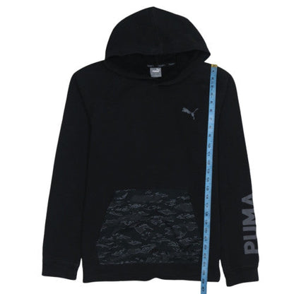 Puma Women's Black Small Pullover Hoodie with Logo Design