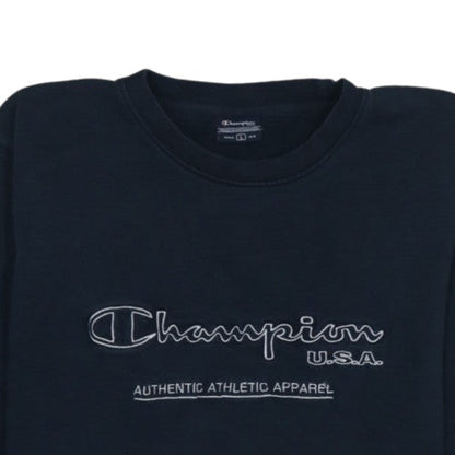 Champion Men's Blue L Pullover Sweatshirt Embroidered Logo Crew Neck