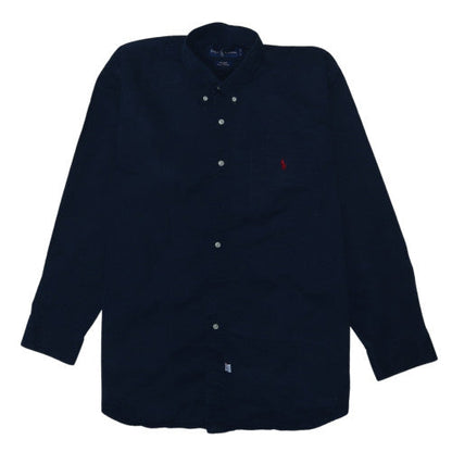 Ralph Lauren Men's Navy Blue Button-Up Casual Shirt Size 17 34 Cotton