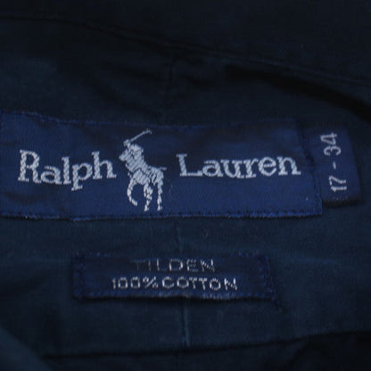 Ralph Lauren Men's Navy Blue Button-Up Casual Shirt Size 17 34 Cotton