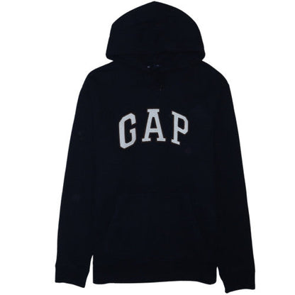 GAP Mens Black Logo Pullover Hoodie Size M Fleece Sweatshirt