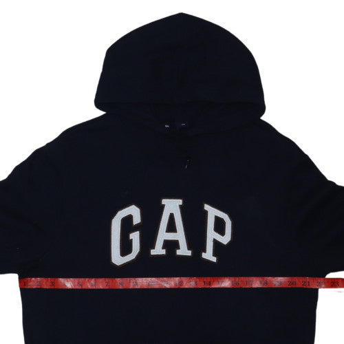 GAP Mens Black Logo Pullover Hoodie Size M Fleece Sweatshirt