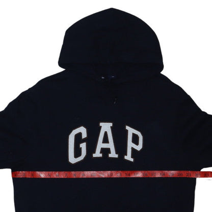 GAP Mens Black Logo Pullover Hoodie Size M Fleece Sweatshirt