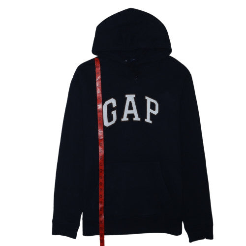 GAP Mens Black Logo Pullover Hoodie Size M Fleece Sweatshirt