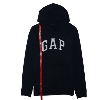 GAP Mens Black Logo Pullover Hoodie Size M Fleece Sweatshirt