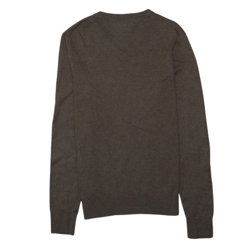 Tommy Hilfiger Men's Brown V-Neck Cotton Wool Jumper Size M